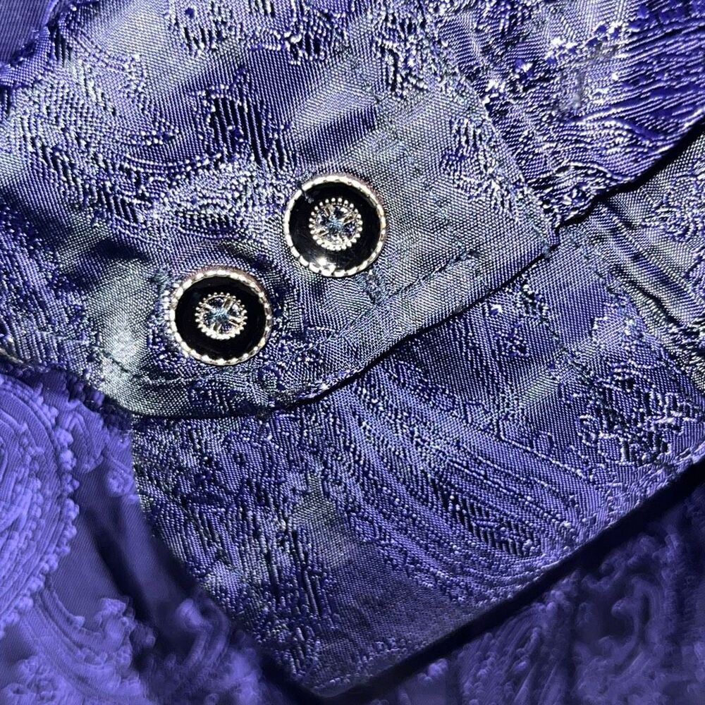Coofandy Men's Purple Black Paisley Jacquard Button Down Shirt Size Medium - Picture 5 of 9